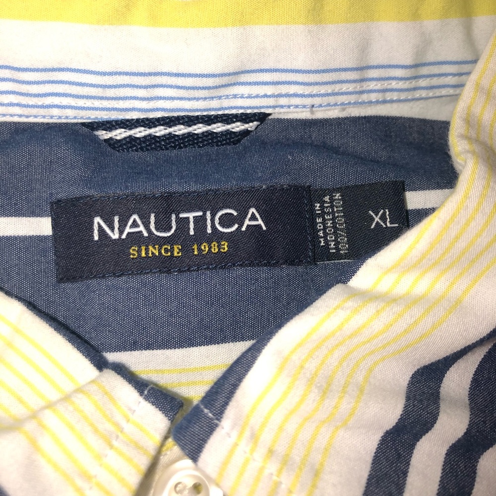 Mens Nautica Small Logo Striped LS Button Up Shirt - Picture 4 of 5